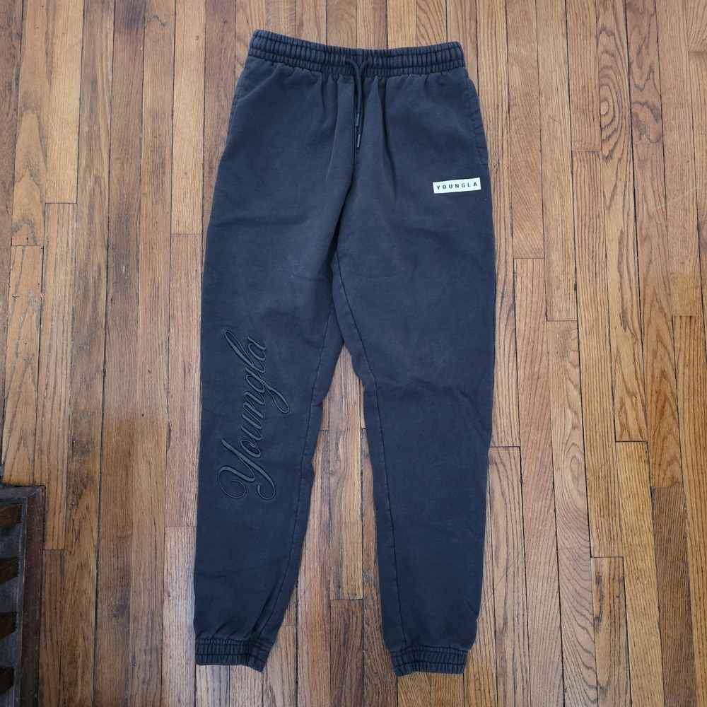 YoungLA Mens Black Sweatpants Jogger Gym Workout Bodybuilding Medium